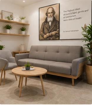 Modern homeopathy clinic interior for patients in Mumbai