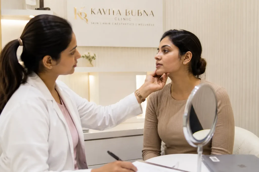 Expert pigmentation specialist consulting a patient at Kavita Bubna Clinic in Vile Parle East, Mumbai